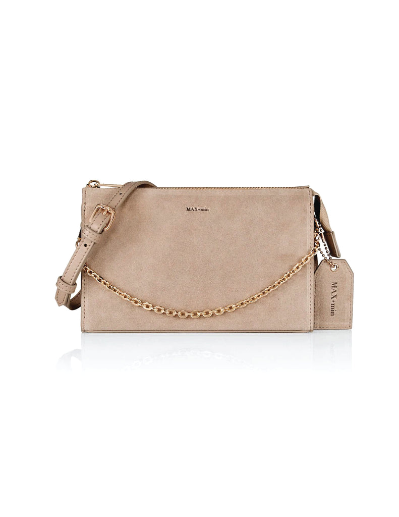 MAX+min Taupe Suede Crossbody Bag