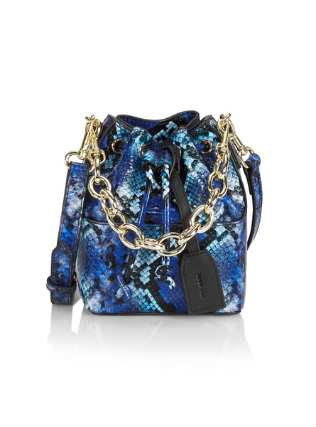 Bonnie Snakeskin Leather Crossbody Bucket Bag | MAX+min