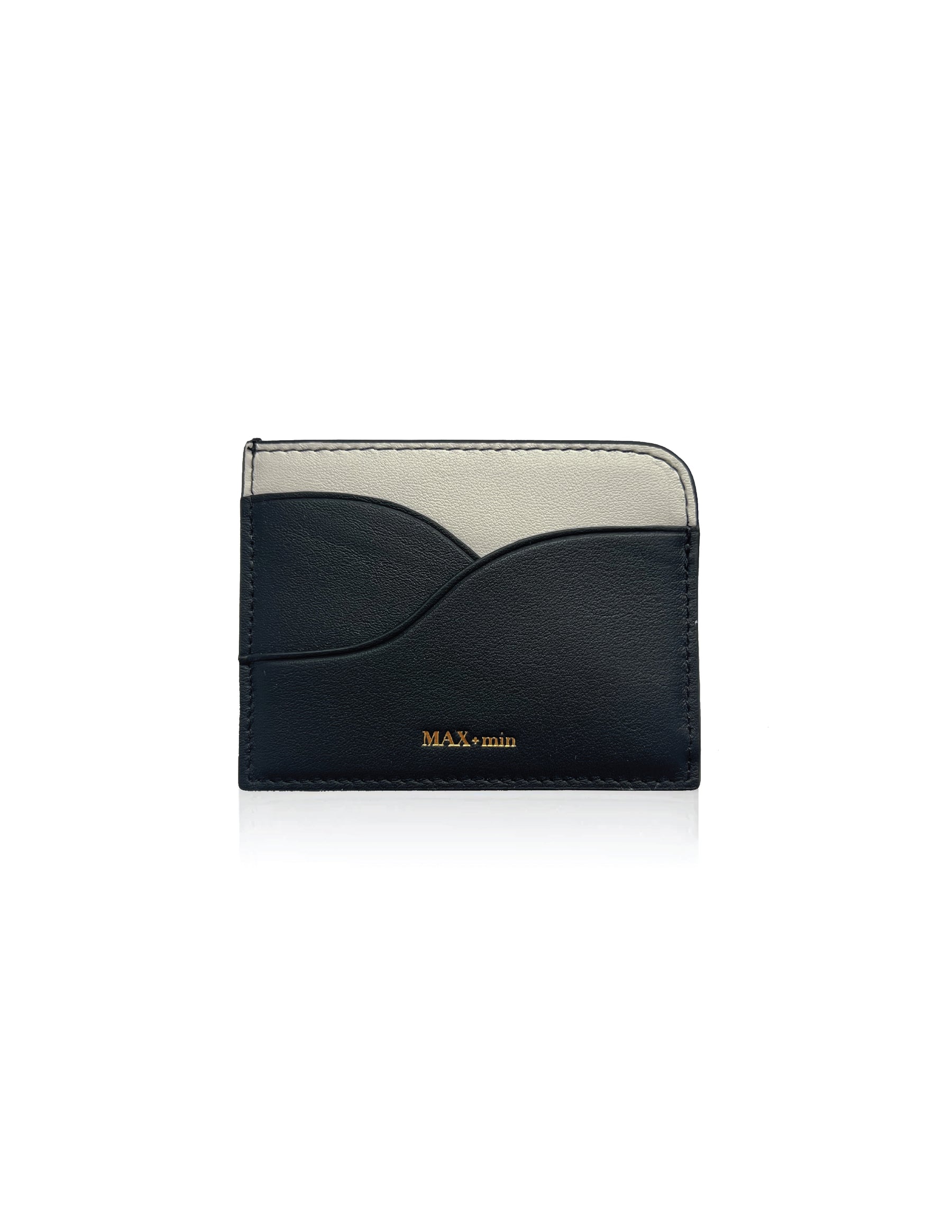 MAX+min Minimal Black Leather Card holder - slim black leather