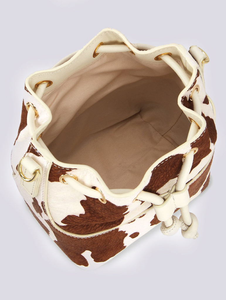 The Mini Bonnie Bucket | Calf Hair Cow Print