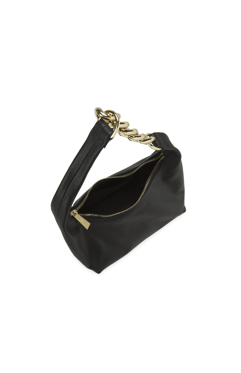 Interior of the MAX+min Randi black leather hobo bag.